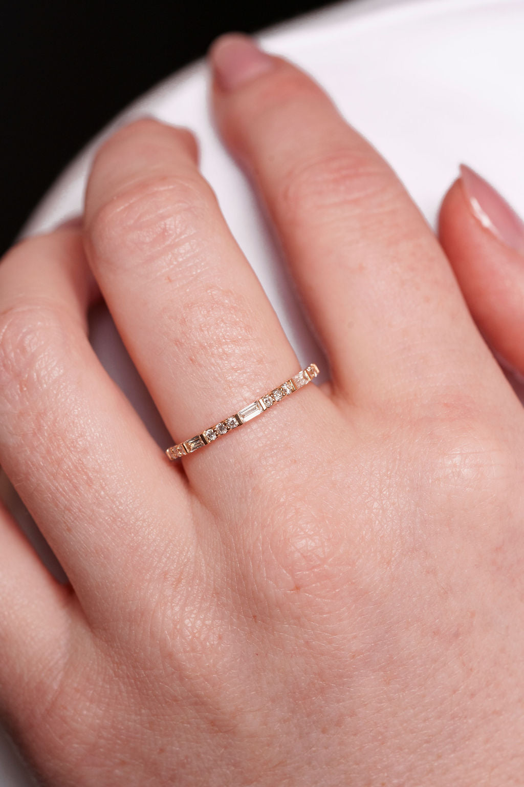Mélange de baguettes et de diamants ronds