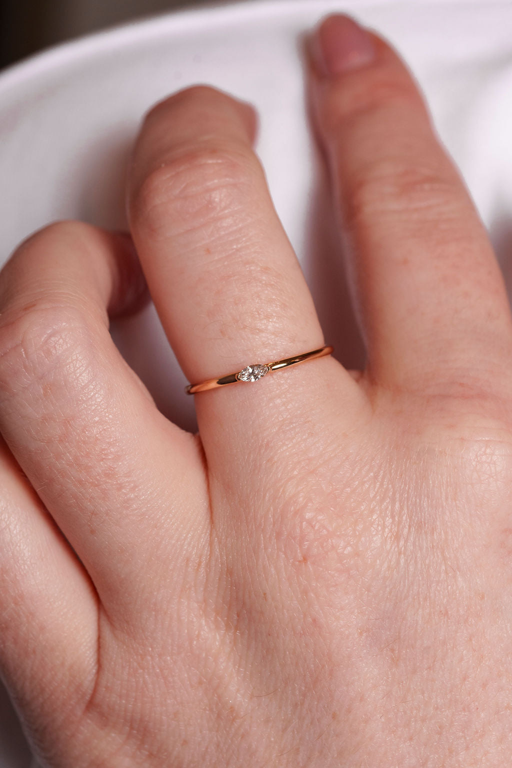 Marquise Petite Solitaire Diamond Ring