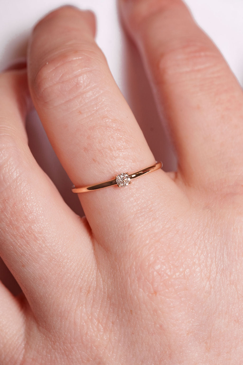 Round Petite Solitaire Diamond Ring
