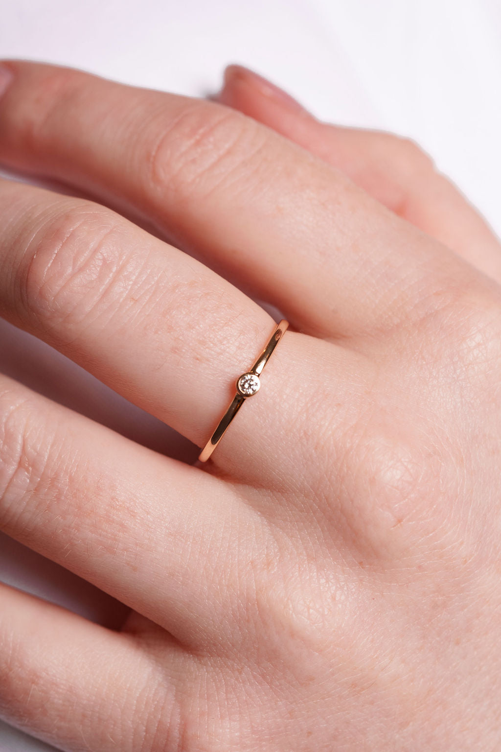 Single Round Bezel Solitaire Diamond Ring