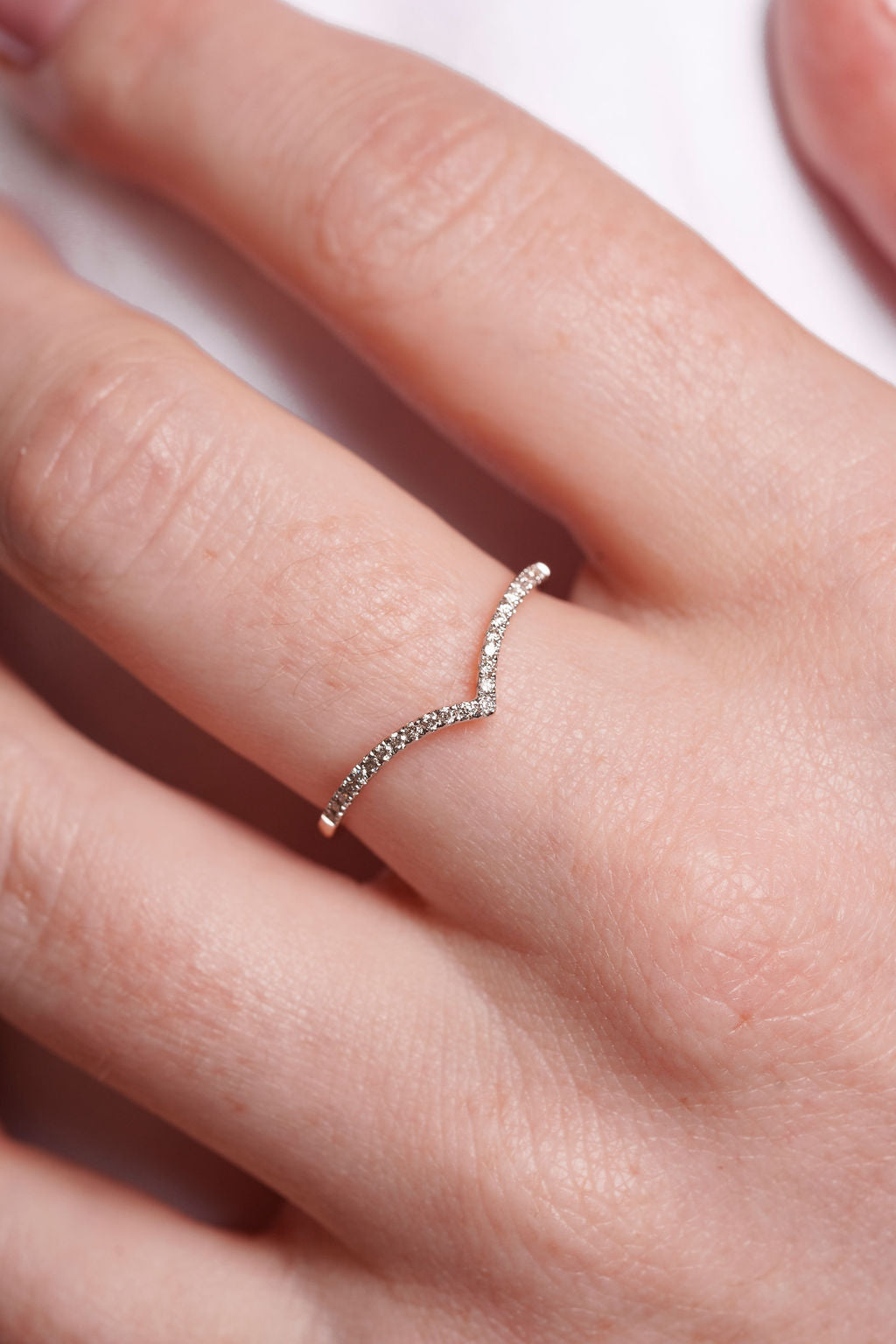 Pavé V-Shaped Diamond Stacking Ring