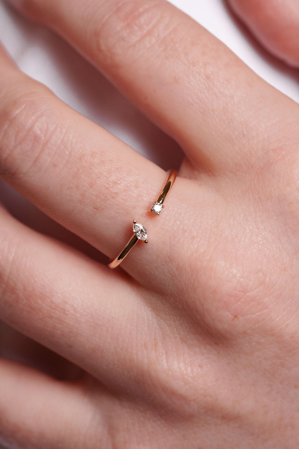 Bague fendue diamant Toi et Moi