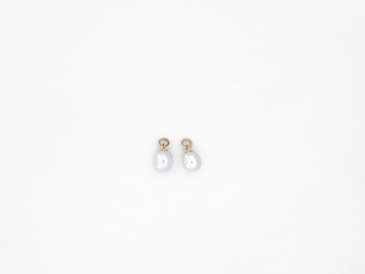 Freshwater pearl earring charm top view